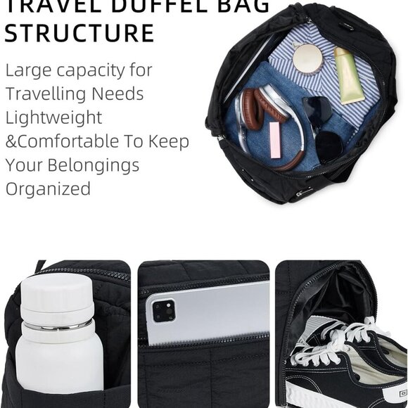 Spacious & Trendy 25L Quilted Duffle Bag for Women - Ideal Travel Companion - Picture 3 of 8